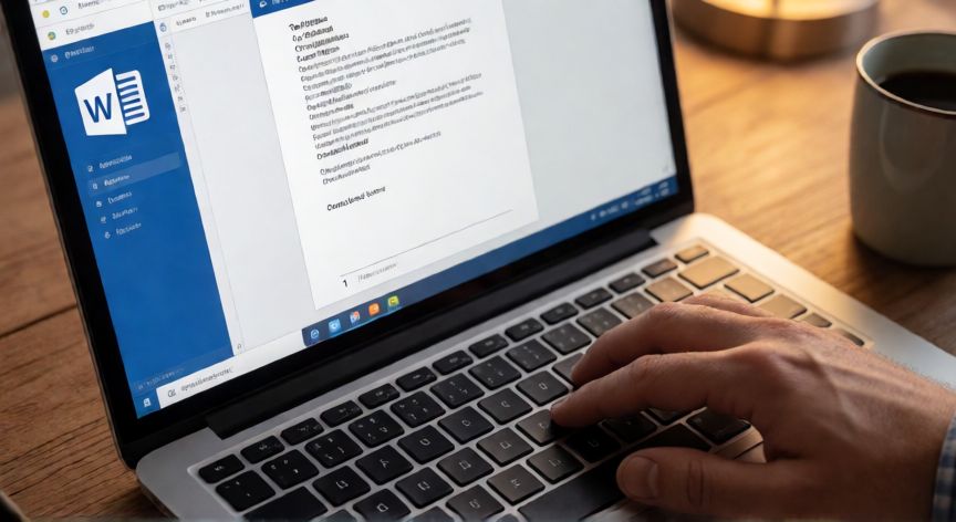 como numerar páginas en word después del índice, Pantalla de Word mostrando un salto de sección entre el índice y el cuerpo con numeración reiniciada