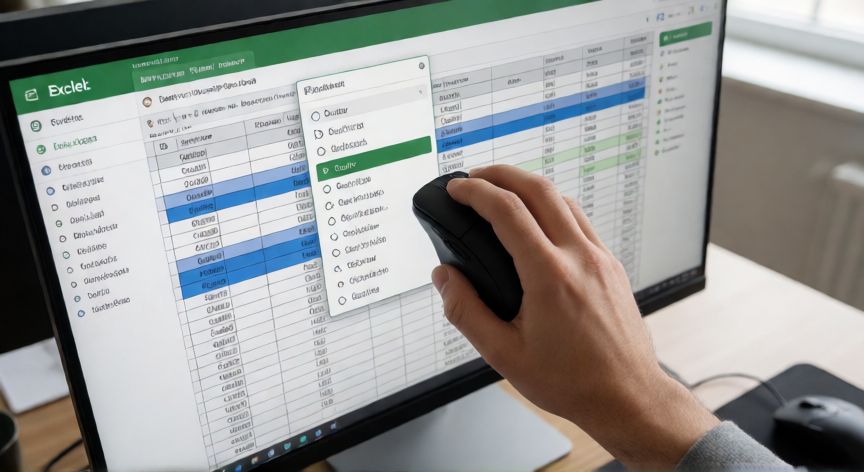 como ocultar en excel celdas, Menú contextual de Excel mostrando la opción de ocultar filas en una hoja de cálculo
