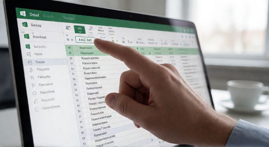 Botón A a Z de ordenación en la pestaña Datos de Excel con una lista de nombres en la hoja