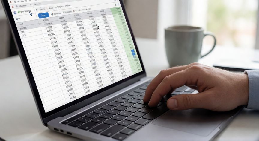 como ordenar en excel numeros, Pantalla de Excel mostrando una columna de números en proceso de ordenación ascendente con el cursor sobre el botón de ordenar