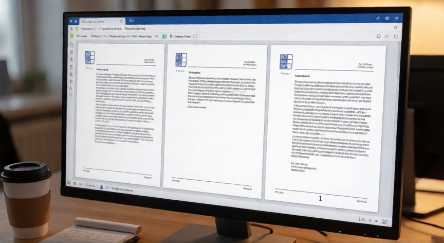 como paginar en word a partir de la tercera hoja, Vista previa de impresión con tres páginas donde la numeración empieza en la tercera hoja