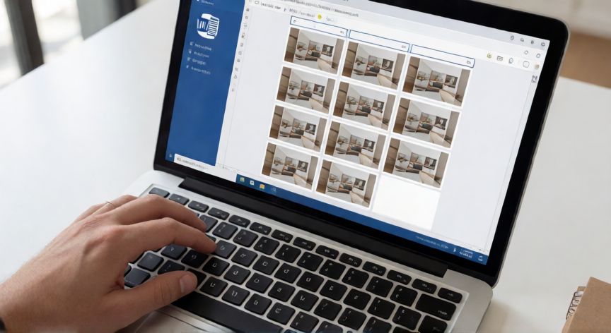 como pegar imagenes en word y que quede del mismo tamaño, Pantalla de Word mostrando imágenes del mismo tamaño organizadas en tabla