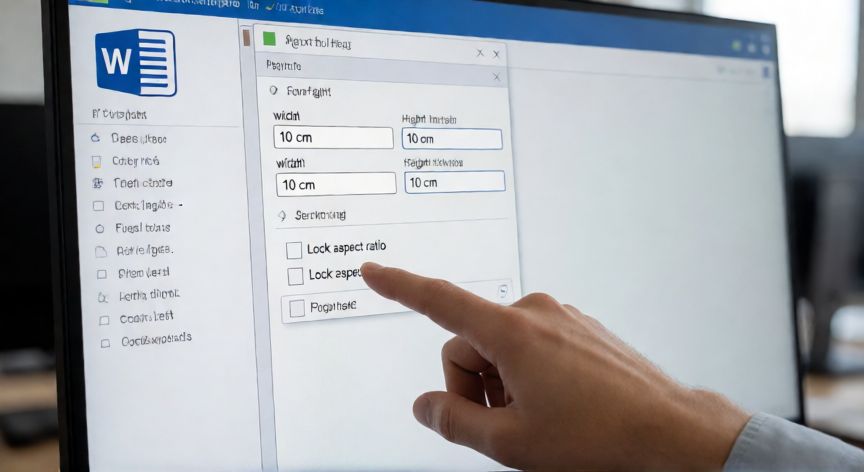 como pegar imagenes en word y que quede del mismo tamaño, Cuadro de diálogo de formato de imagen en Word con dimensiones fijas
