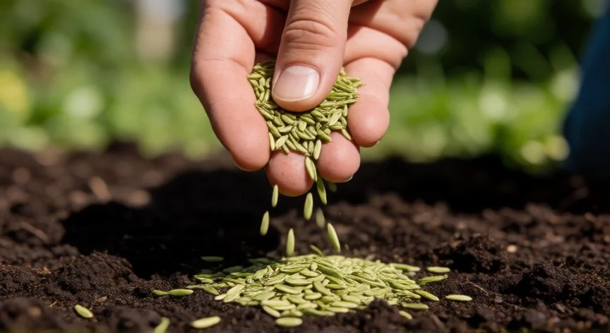 como plantar cesped natural, Césped verde y uniforme recién segado bajo luz de mañana