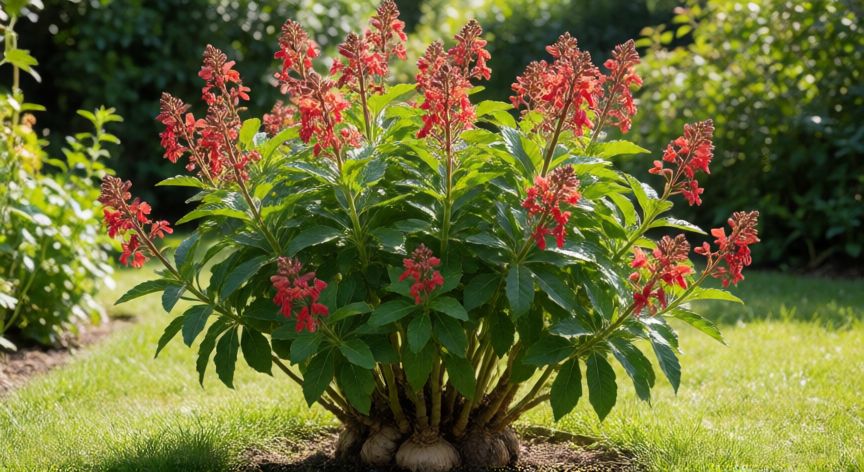 como plantar don diego de noche, Planta madura de don diego de noche con flores rojizas