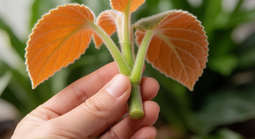 como plantar esquejes de cintas, Detalle de un esqueje de planta cinta listo para enraizar