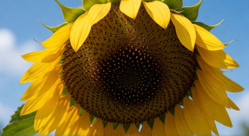 como plantar girasoles, Girasol maduro con semillas listas para la cosecha