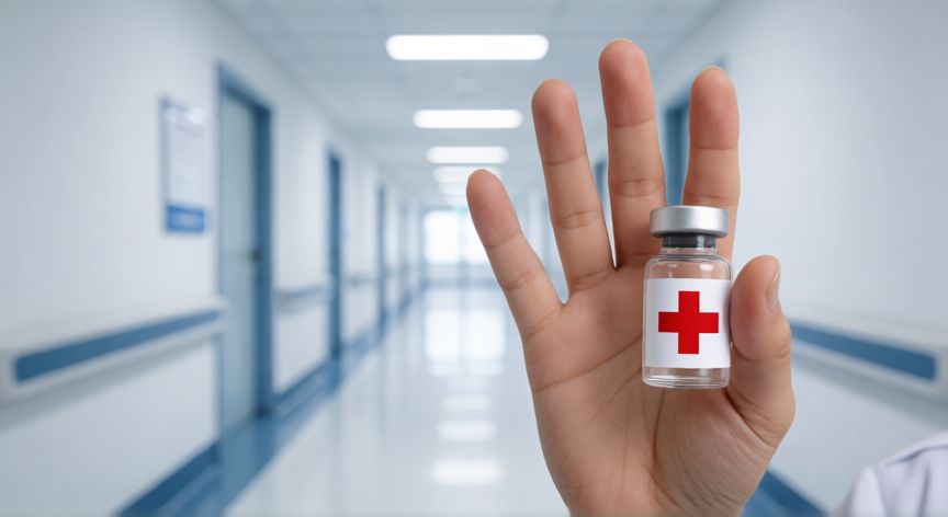 como plantar insulina, Mano sosteniendo viales con símbolo de advertencia médica