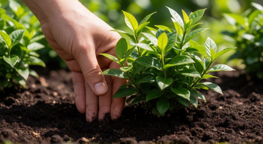 como plantar ixora, Plantando una planta de ixora en tierra fértil