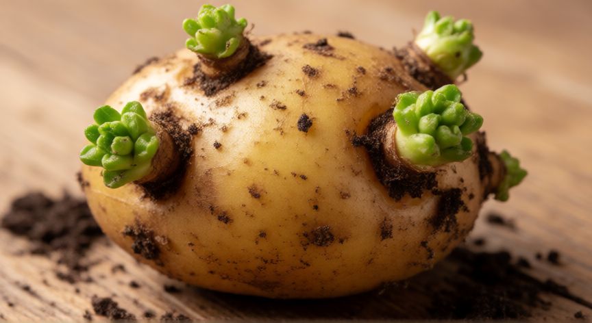 Patata con brotes verdes lista para plantar