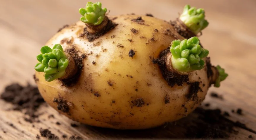 Patata con brotes verdes lista para plantar