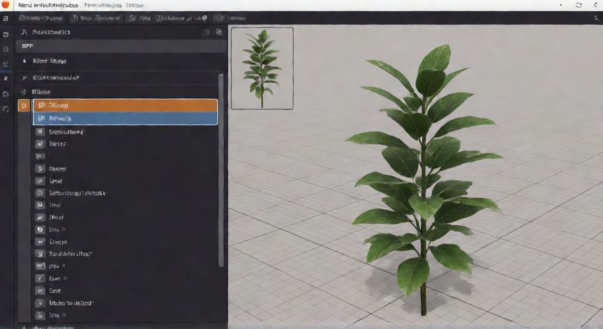 como plantar planta x ark, Interfaz de software de modding mostrando archivos del juego y previsualización de la planta