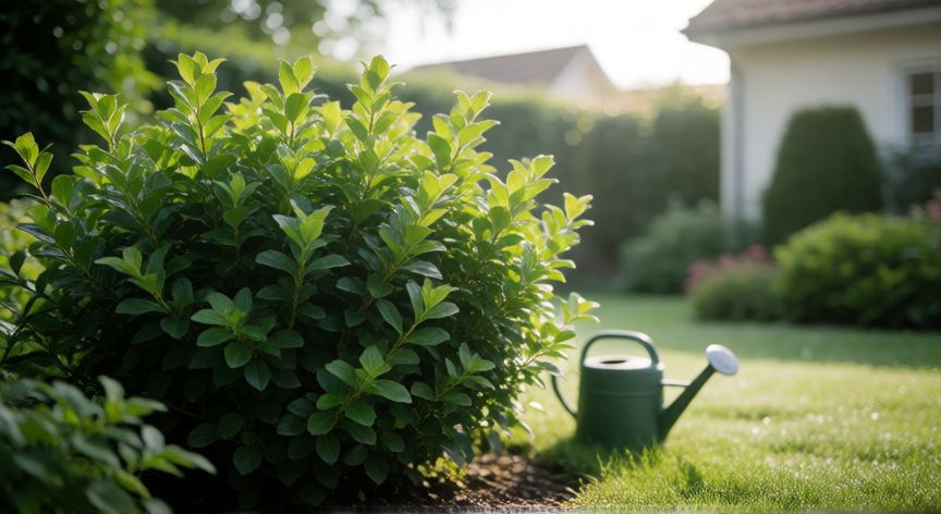 como plantar quirquiña, Planta de quirquina sana y frondosa en un jardín bien cuidado con luz matinal