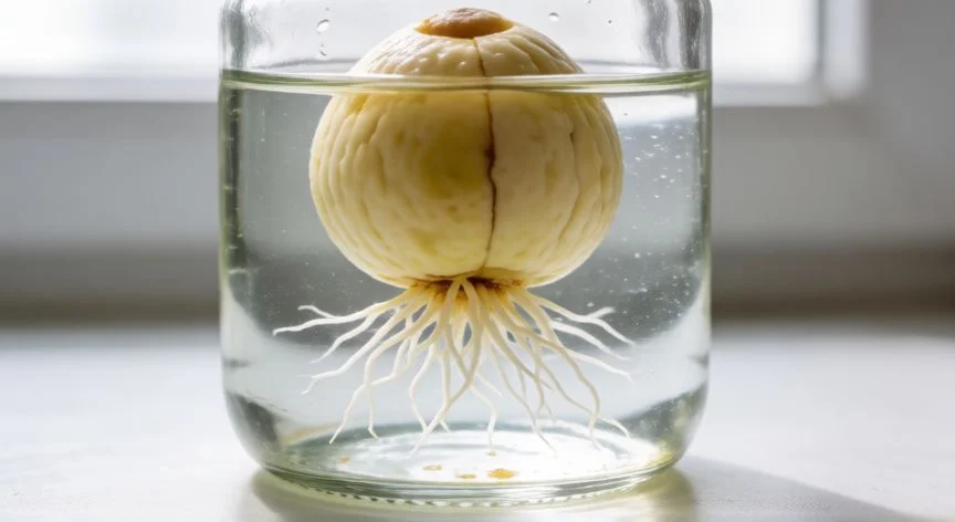 como plantar semilla de aguacate, Planta joven de aguacate en maceta con hojas verdes y tutor de madera