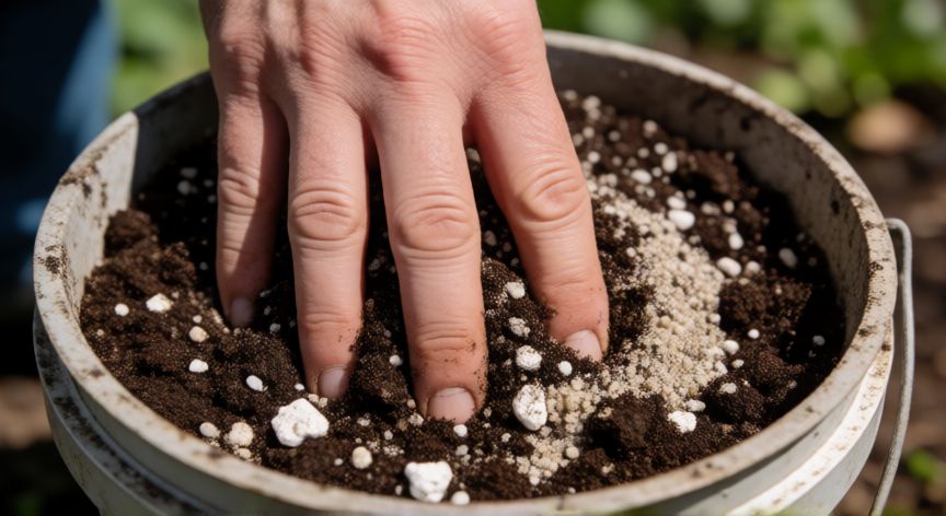 como plantar suculentas, Mezcla de sustrato con perlita y arena para plantar suculentas