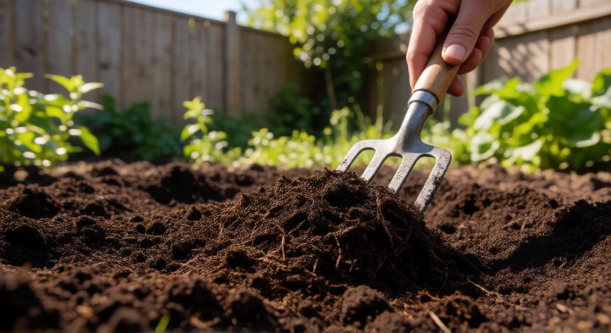 como plantar tomates, Suelo preparado con compost para plantar tomates