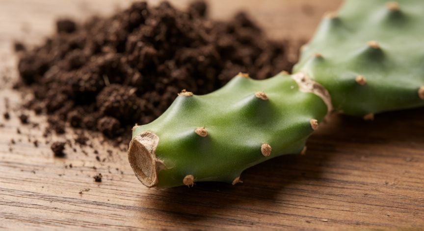 como plantar xoconostle, Estiqueta de xoconostle madurando sobre una mesa de madera antes de plantar