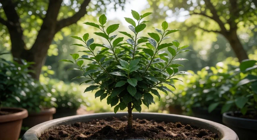 como plantar yerba mate, Mate tradicional junto a hojas cosechadas de yerba mate en campo rural