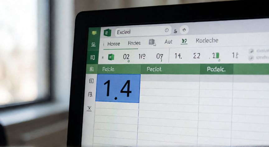 Celda de Excel mostrando el texto 1 4 con espacio entre los dígitos
