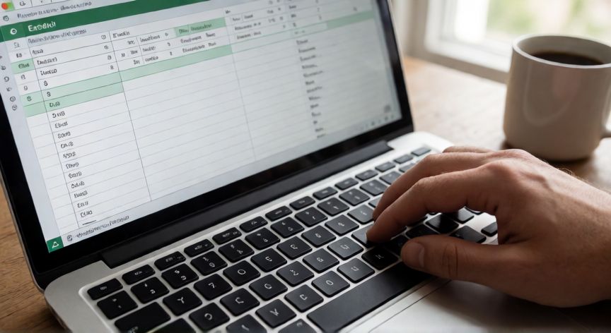 como poner 3 8 en excel, Personas tecleando 3 espacio 8 en Excel en una laptop de escritorio