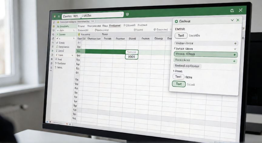 Celda de Excel mostrando el valor 0001 con ceros conservados usando formato de texto