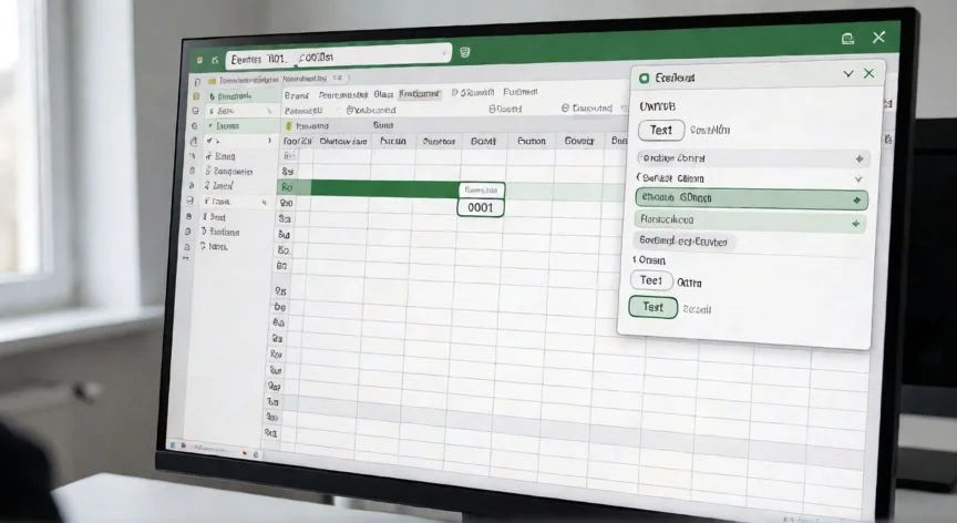 Celda de Excel mostrando el valor 0001 con ceros conservados usando formato de texto