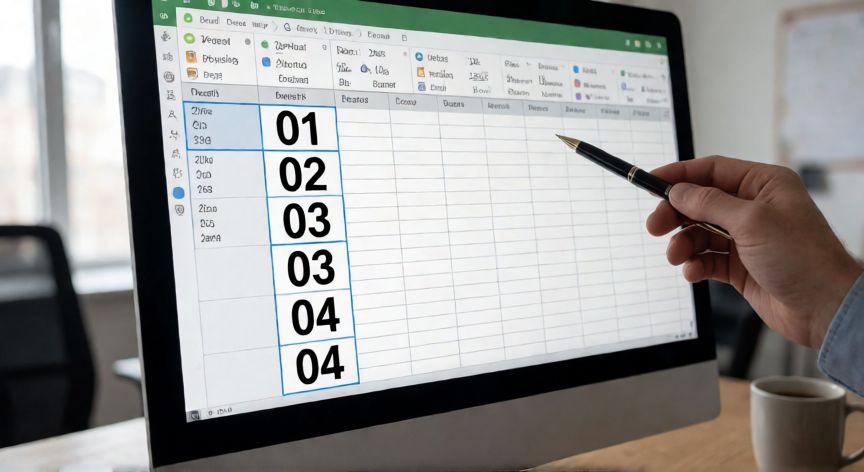 Pantalla de Excel mostrando una columna con ceros iniciales conservados en formato texto
