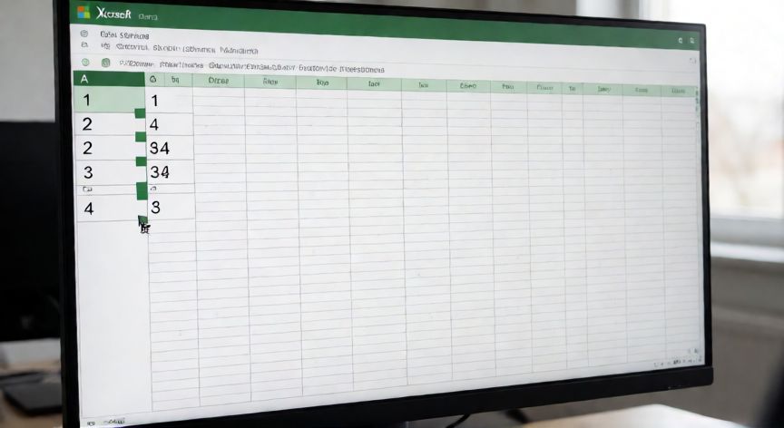 Hojilla de Excel con la secuencia 1 2 3 4 en celdas A1 a A4 usando el llenado automático