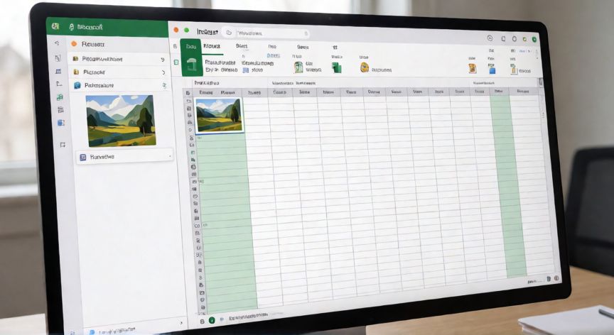 como poner en excel imagenes, Captura de pantalla mostrando la pestaña Insertar de Excel con una imagen siendo arrastrada desde el explorador de archivos hacia una celda