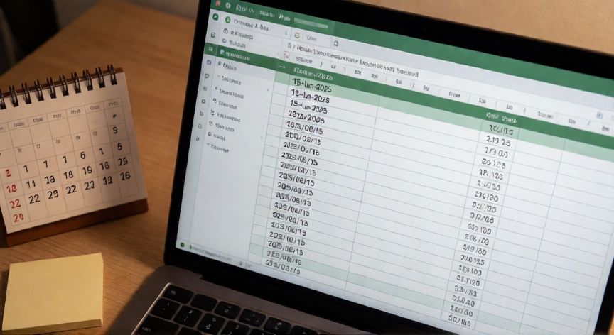 como poner en excel la fecha, Pantalla de Excel mostrando diferentes formatos de fecha en columnas