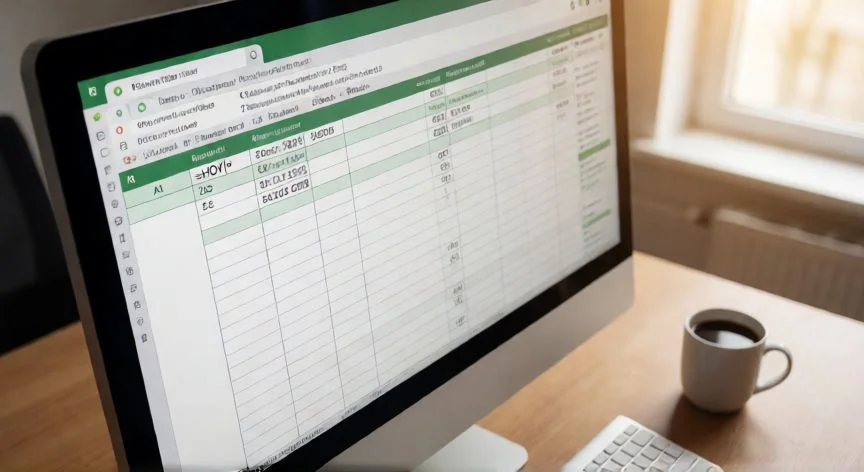 Pantalla de Excel mostrando la función HOY con la fecha actual en una celda