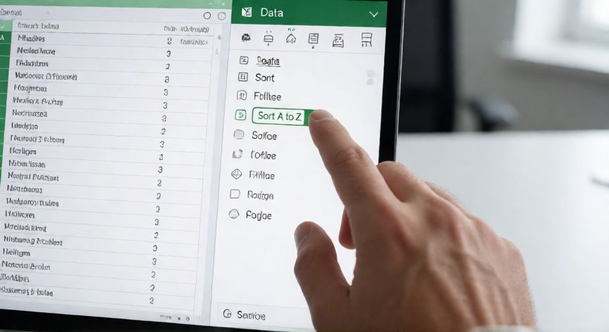 como poner en excel orden alfabetico, Botón de ordenación A-Z en la pestaña Datos de Excel