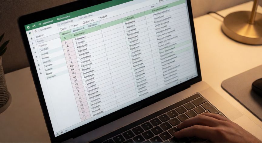 como poner en excel orden alfabetico, Hojilla de Excel con datos ordenados alfabéticamente de A a Z