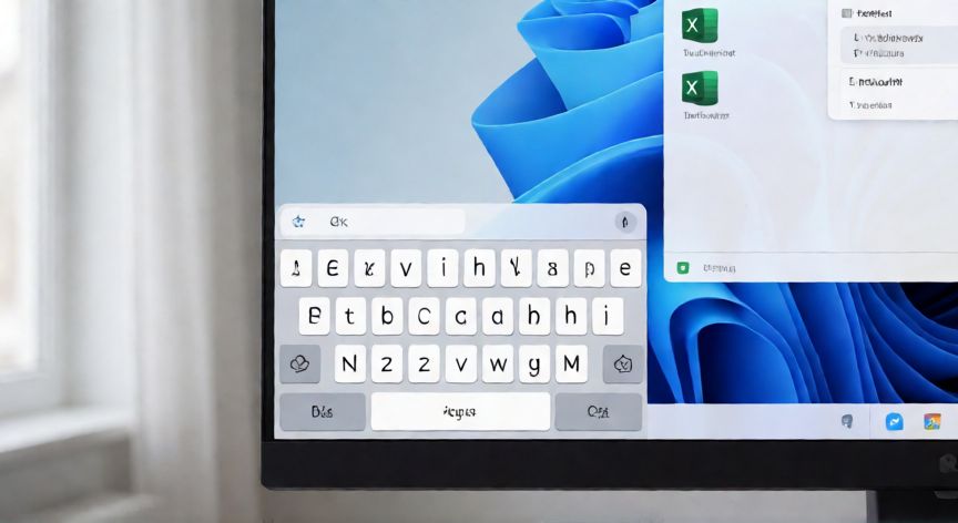 como poner en excel teclado, Teclado virtual de Windows activo junto a una ventana de Excel minimizada