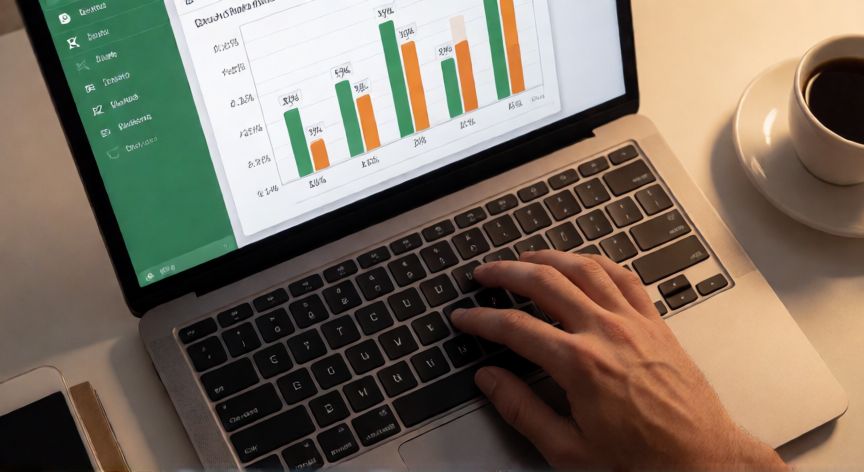 como poner en porcentaje excel, Manos usando atajo de teclado para aplicar formato porcentaje en Excel