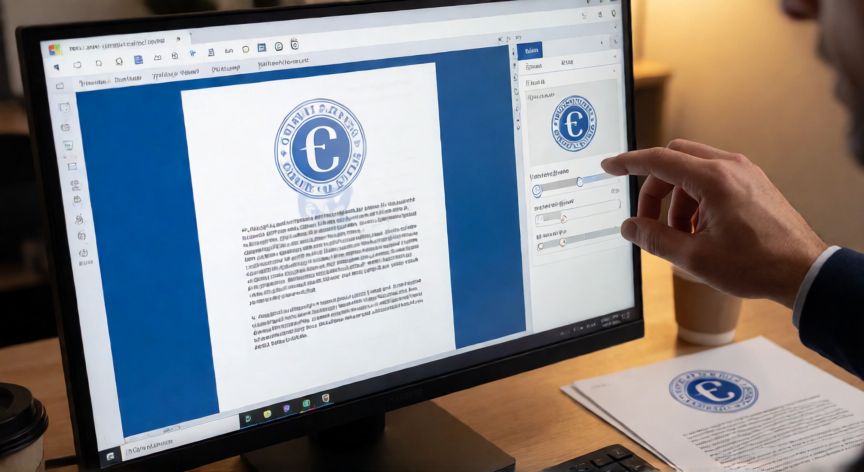 como poner en word de fondo una imagen, Pantalla de Word mostrando una imagen de fondo con transparencia ajustada y documento impreso al lado