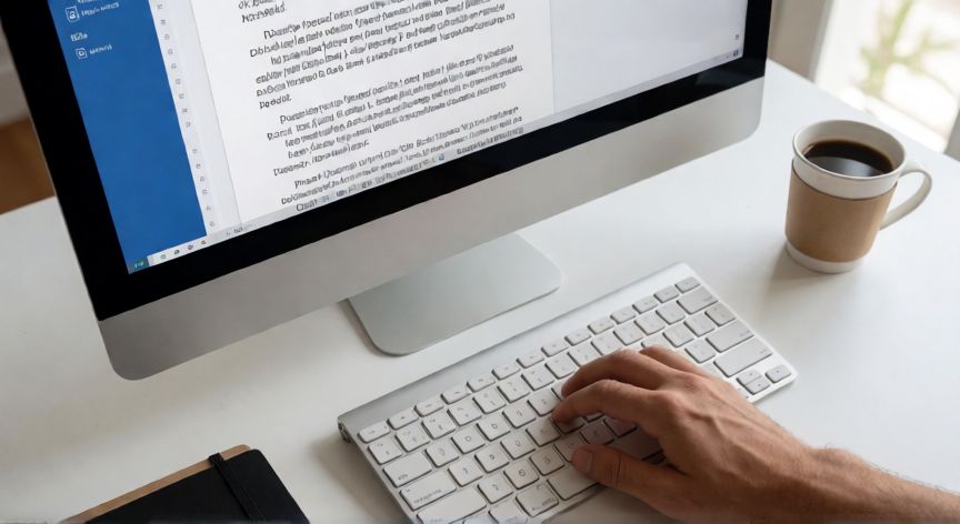 como poner en word el interlineado, Persona aplicando interlineado doble en un documento de Word