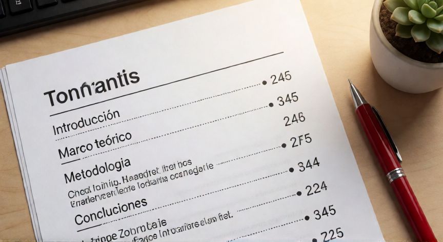 como poner en word indice automatico, Documento impreso con índice automático con puntos guías y números de página visibles