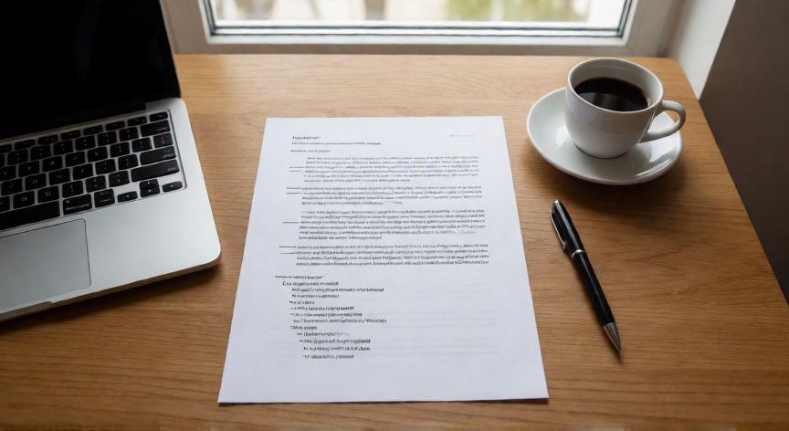 como poner en word la sangria, Documento impreso con sangrías de primera línea y lista de referencias con sangría colgante sobre un escritorio