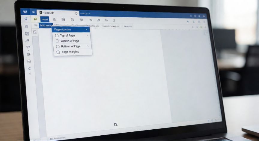 como poner en word numero de pagina, Menú de Número de página abierto en la pestaña Insertar de Microsoft Word