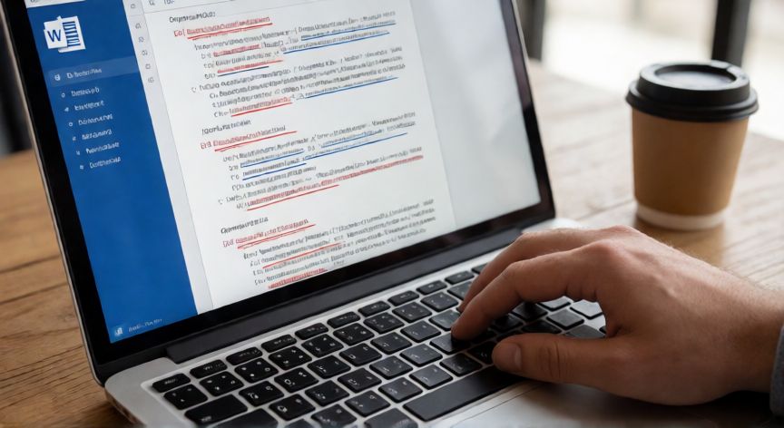 como poner en word ortografia, Pantalla de Word mostrando palabras con subrayado rojo por errores ortográficos