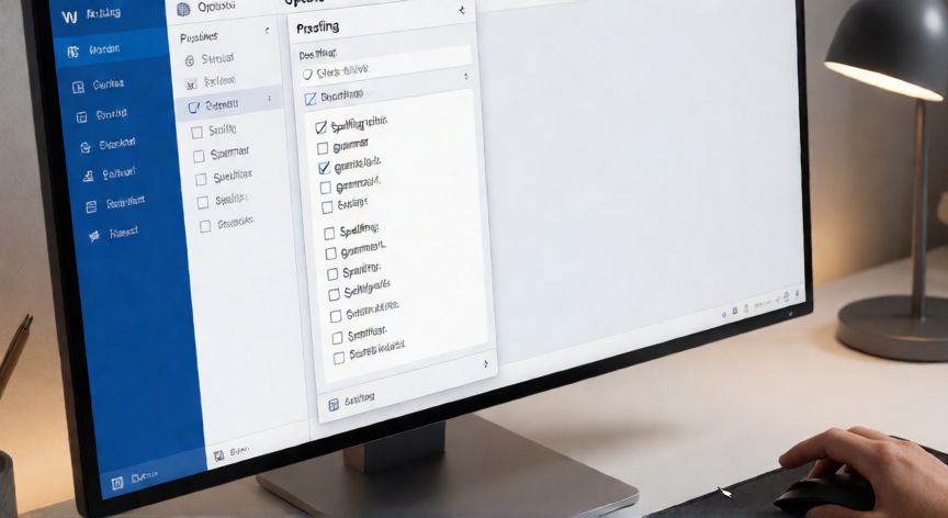 como poner en word ortografia, Ventana de opciones de Word con la sección de comprobación de ortografía activa