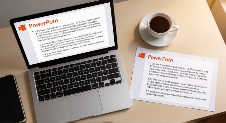 como poner interlineado 1.5 en powerpoint, Comparativa visual de texto con interlineado 1,5 en pantalla y en impresión sobre un escritorio de oficina