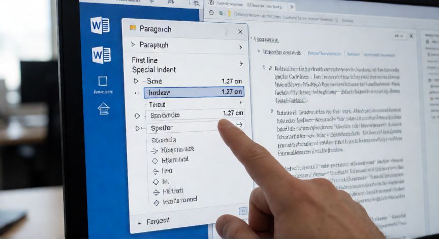 como poner sangria en word apa 7, Cuadro de diálogo de Párrafo en Word mostrando la configuración de sangría de primera línea a 1,27 cm para formato APA 7