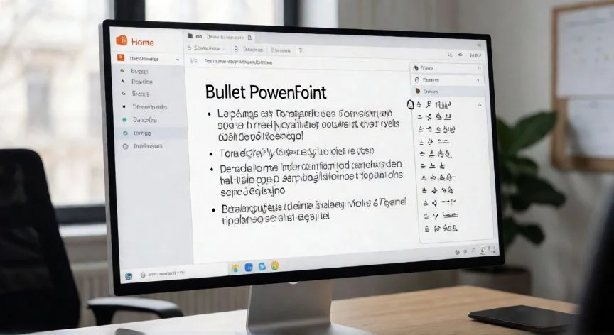 como poner viñetas en powerpoint, Pantalla de PowerPoint mostrando el menú de opciones de viñetas en la pestaña Inicio