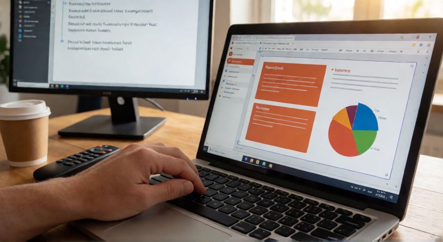 como presentar en powerpoint, Vista de preparación de presentación en PowerPoint con modo presentador y control remoto