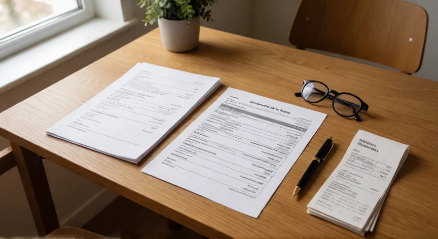 como puedo aumentar mis actividades fiscales, Documentos y formularios fiscales ordenados sobre un escritorio de madera