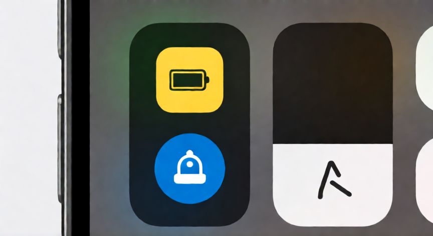 como quitar ahorrar bateria en iphone, Centro de control del iPhone con el icono de batería amarillo activo
