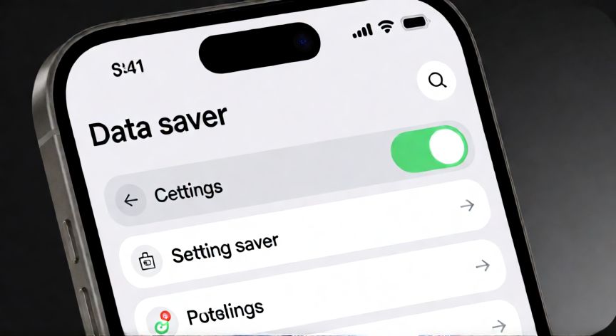 como quitar ahorrar datos, Pantalla de ajustes del móvil mostrando la opción de ahorro de datos activa