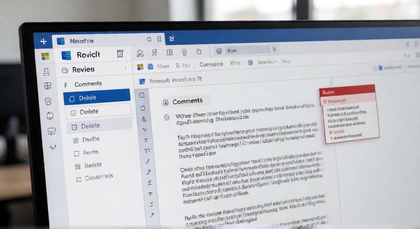 como quitar en word los comentarios, Pantalla de Microsoft Word mostrando la pestaña Revisar con el botón Eliminar comentarios resaltado